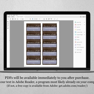 May include: A computer screen displaying a PDF document with a design for printable admission tickets. The tickets have a rustic wood background with the text "admission ticket" in white cursive writing. The document is open in Adobe Acrobat Reader.