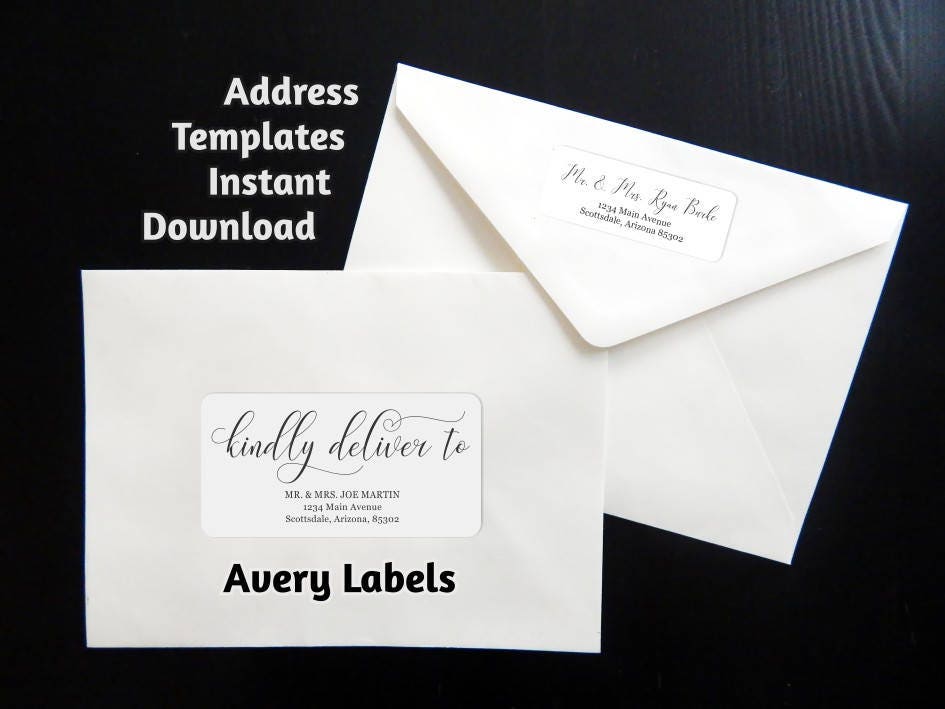 Printable Calligraphy Address Template Envelope Label Avery 2 - Etsy