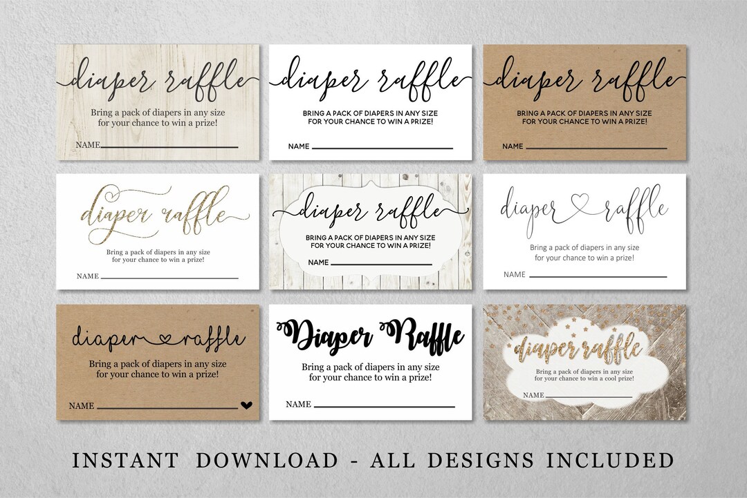 Printable Diaper Raffle Card Template - Baby Shower Invitation Insert ...