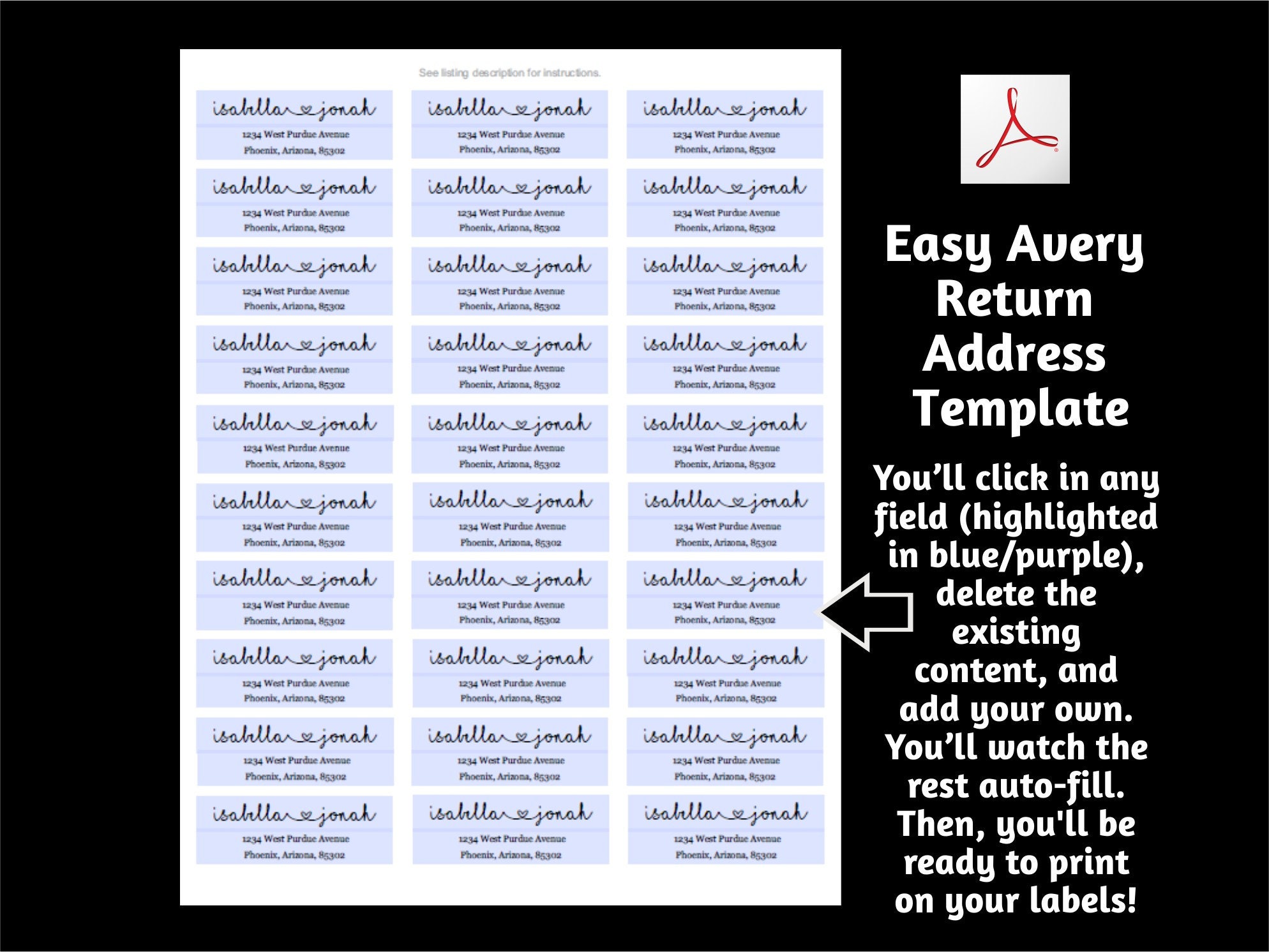 Return Address Label Template Printable Avery 1 X 2 58 And 23 X 1 34