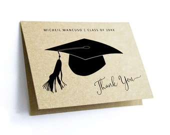 Graduation Thank You Card Template - Printable Women Men Girl Boy High School College Class of 2024 Editable Instant Download Digital File