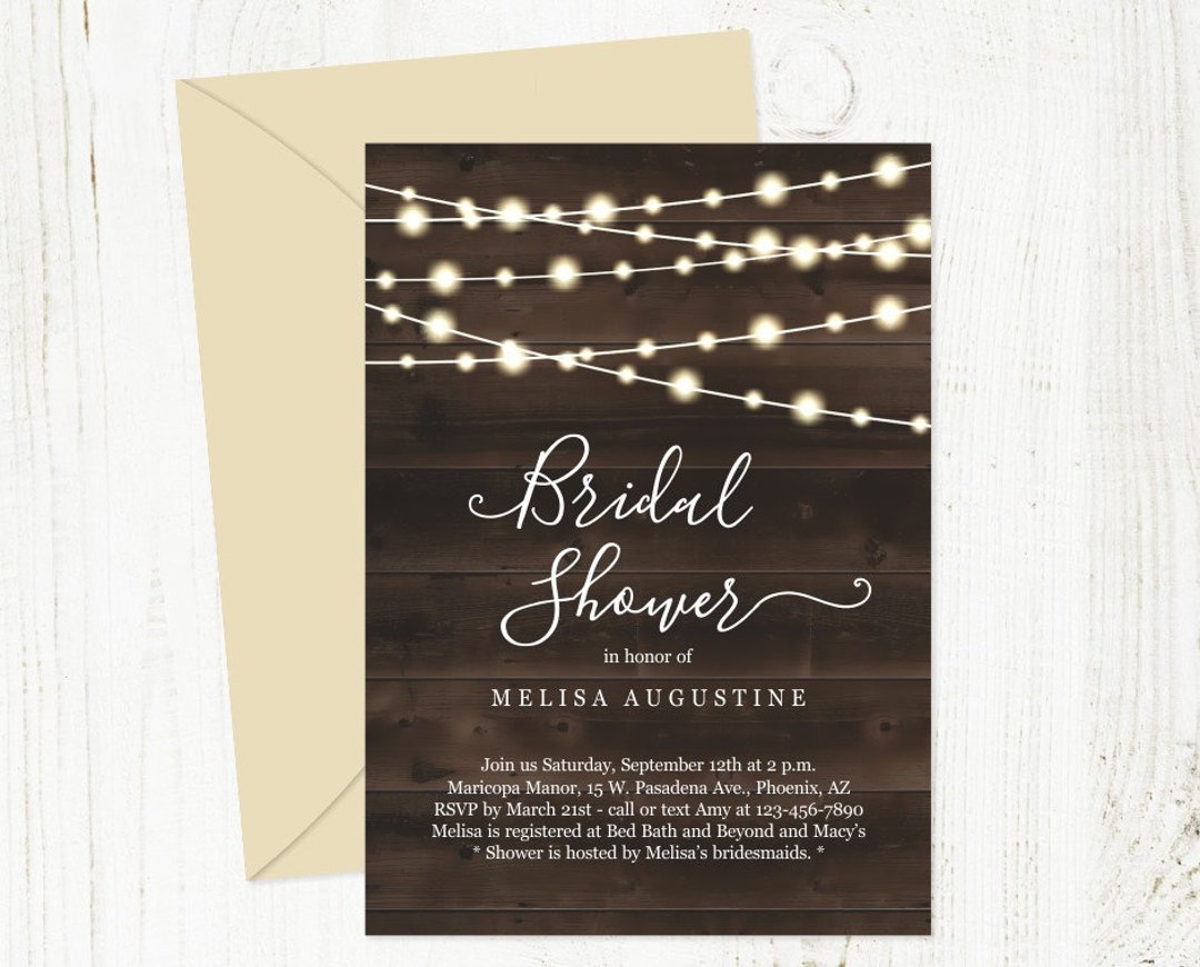 Rustic Bridal Shower Invitation Template Printable Invite Twinkle Fairy ...