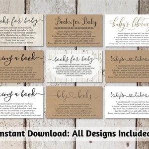 Afdrukbare Baby Shower Book Request - Breng een boek in plaats van een kaart - Rustieke Hout Instant Download - Avery Business Card Template 8871
