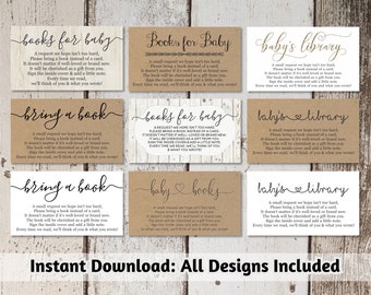 Printable Baby Shower Book Request - Bring a Book Instead of a Card - Rustic Wood Instant Download - Avery Business Card Template 8871