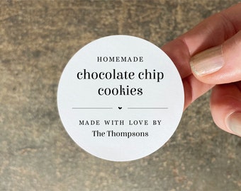 60 Homemade Cookie / Food Labels - Set of 60 2" Round Personalized Gift Stickers