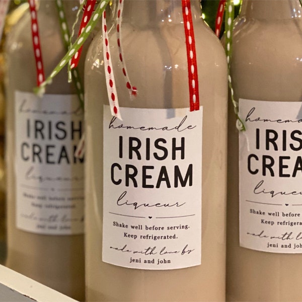 Homemade Irish Cream Liqueur Label Template - Printable Gift Bottle Sticker, Personalize Custom Editable Digital File Instant Download DIY