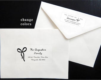 Wedding Address Label Template, Edit in Canva, Bow Design, Change Colors, Future Mr & Mrs Return Label, 4 x 2" and 2.625 x 1" Sizes