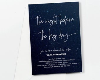 The Night Before the Big Day Rehearsal Dinner Invitation Template, Printable Wedding Rehersal Invite Evite Download Digital File Text Phone