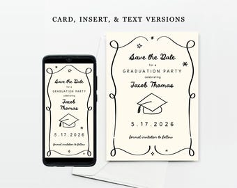 Graduation Save the Date Ecard / Card / Insert Template for Boy or Girl, 2026 Party Ceremony, Phone Digital Download