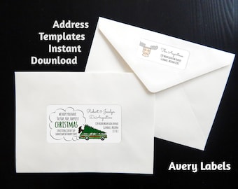 National Lampoon Christmas Vacation Address Template for Envelope Labels, Avery 2 x 4" & 1 x 2-5/8", Holiday Unique Funny Instant Download