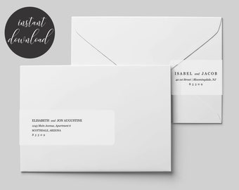 Printable Address Template for Envelope Wraparound Labels - Avery 22838 - Minimalist Modern Wrap Around - Instant Download Digital File PDF