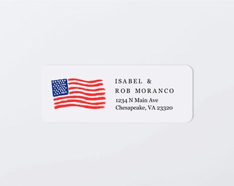 US Flag Address Label Template - Printable Patriotic American 4th of July Envelope Return Address Label, USA, Avery 1 x 2-5/8", PDF