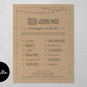 Plantilla editable de búsqueda del tesoro de fotos de boda, actividad de tarjeta de juego de mesa de recepción de espía imprimible, signo de Instagram Descarga instantánea digital