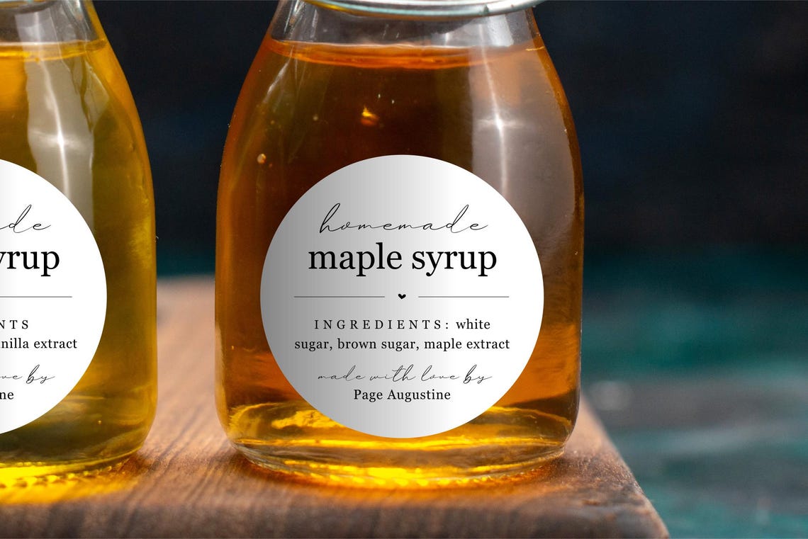 Homemade Syrup Label Template - Printable Round Maple Pancake Syrup ...