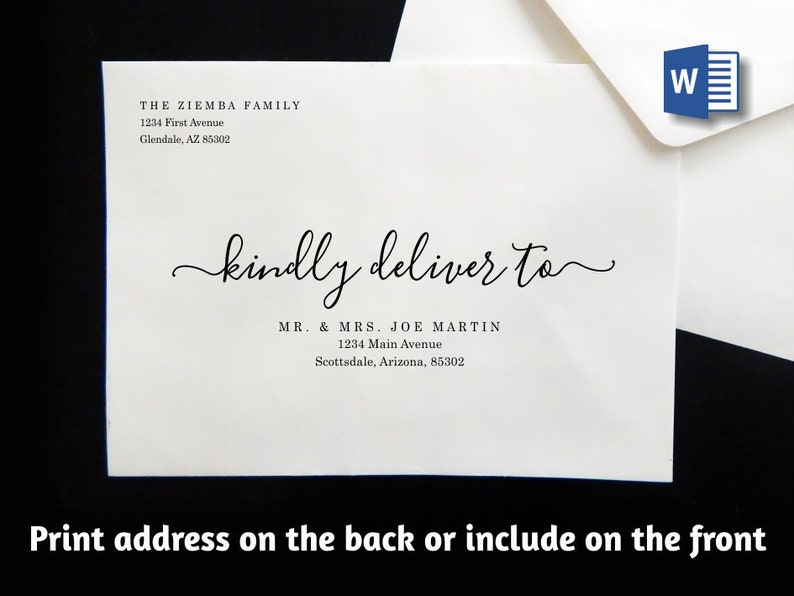 Wedding Address Envelope Template for Microsoft Word Mail