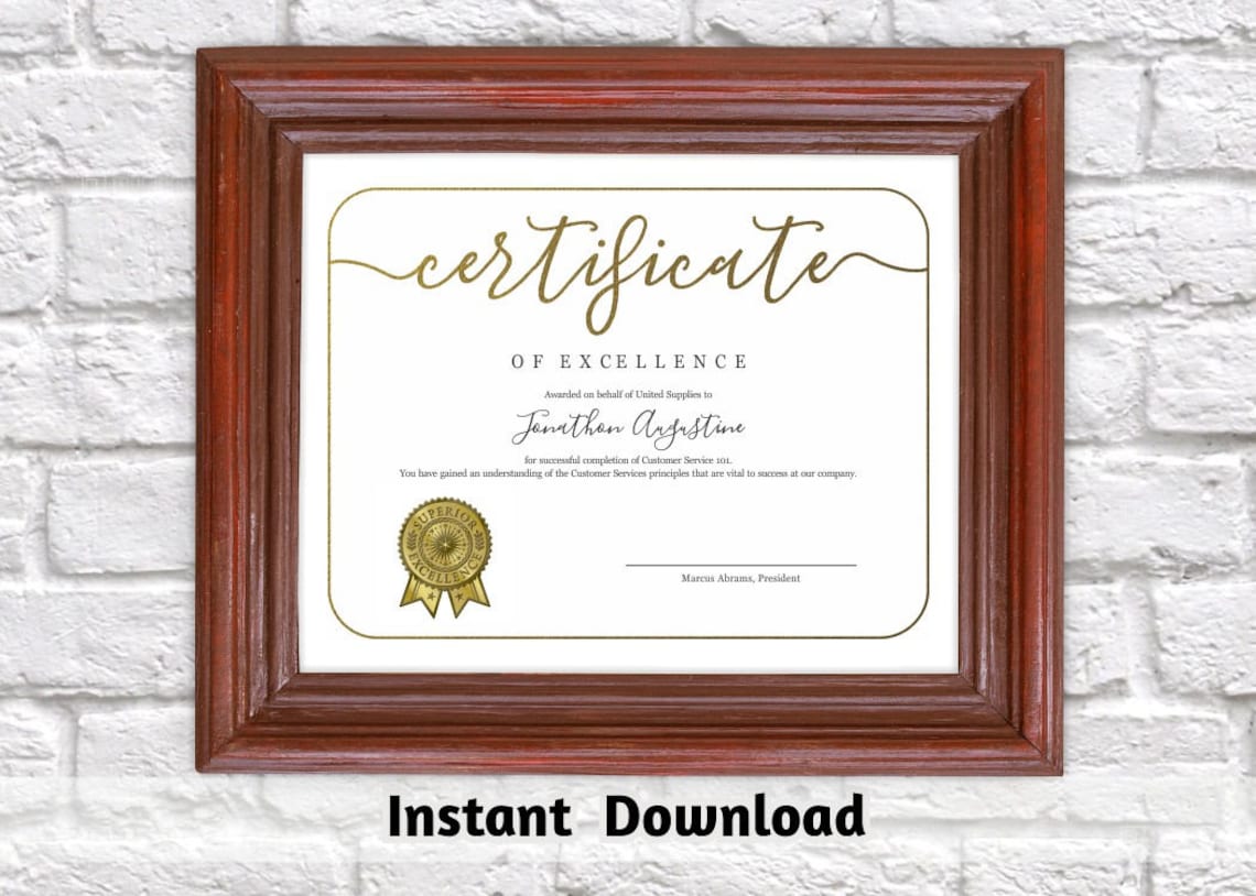 Certificate Template Printable Award Certificate Simple | Etsy