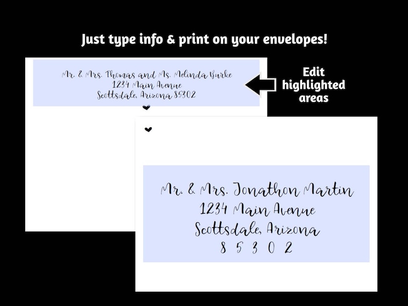 Christmas Wedding Envelope Template Rustic Handwriting Instant Download Digital File PDF A2 A7 Printable Envelope Address Template