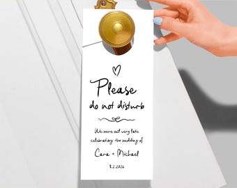 Wedding Do Not Disturb Door Hanger Template, Printable Room Hotel / Guest Room Door Tags Download Digital File, Hand Drawn Bow Heart Doodles