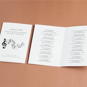 Music Studio Recital Program Template, Printable Piano Violin Voice Recital Pamphlet, Editable Band Competition Word Download Folded Booklet