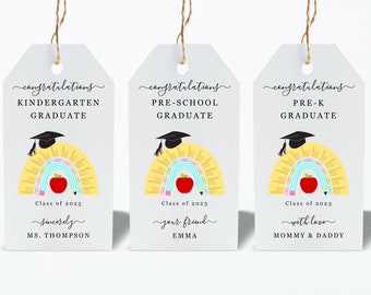 Printable Preschool / Kindergarten Graduation Favor Tag Template, Grad Party 2023 Gift Tag, Instant Download Digital File DIY PDF