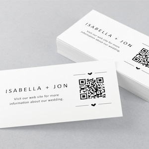 Bruiloft websitekaart met QR-code, RSVP online, details invoegen, afdrukbare moderne minimalistische uitnodiging bijlage sjabloon downloaden