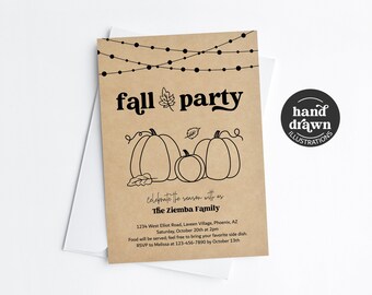 Fall Party Invitation Template, Printable Fall Celebration Invite Evite Community Church Company Celebration Download Digital