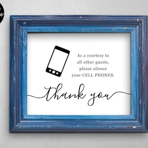 Editable No Cell Phone Sign Template, Business Wedding Home Doctor Medical Office - DIY Printable Instant Download Digital File PDF 5x7 8x10