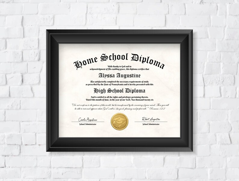 Religious Homeschool Diploma with Gold Seal, Printable Home School High School Graduation Certificate Template, Editable Download File image 3