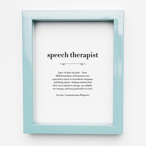 Speech Therapist Gift Printable, Appreciation, Definition Wall Art Print, Speech Language Pathologist, Digital Instant Download, Last Minute