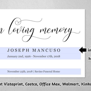 Funeral Sign Template Printable in Loving Memory Memorial Service ...