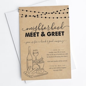 Quartier Meet & Greet Invitation Template, Printable Meet the Neighbors Party Invite Evite, Téléchargement instantané Fichier numérique PDF modifiable
