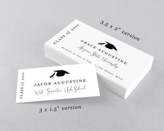 Printable Graduation Name Card Template, Formal Announcement Insert, Avery Business Card Size, Grad Enclosure, Instant Download Digital