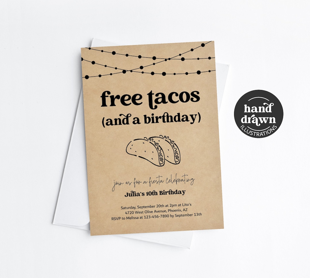 Taco Birthday Party Invitation Template, Printable Fun Funny Free Tacos ...