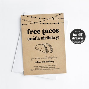 Taco Birthday Party Invitation Template, Printable Fun Funny Free Tacos ...