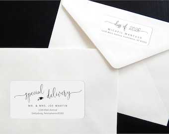 Graduation Address Template for Envelope Labels - Avery 2 x 4" & 1 x 2-5/8" -  Class of 2026 - Printable Instant Download Digital File PDF