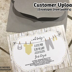 Rustic Baby Shower Invitation for Twin Girls, Boys, or Gender Neutral - Printable Template - Instant Download Digital File 5x7 PDF - Onesies image 4