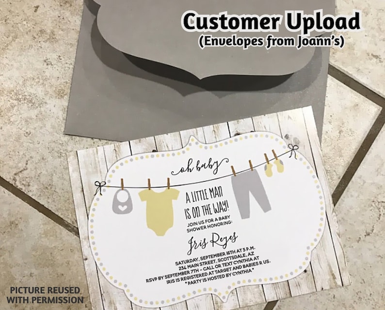 Rustic Baby Shower Invitation for Twin Girls, Boys, or Gender Neutral - Printable Template - Instant Download Digital File 5x7 PDF - Onesies image 4