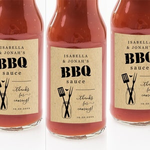 Homemade BBQ Sauce Favor Sticker / Label Template, Wedding Couple Bridal Shower, Engagement Party, Rehearsal Dinner, Printable Download File