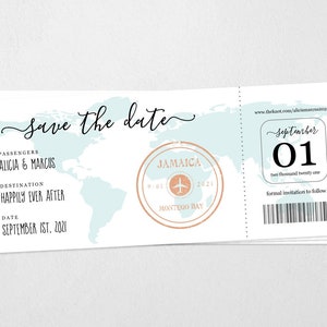 Destination Wedding Boarding Pass Save the Date Invitation Template - Printable Card - Easy Editable Instant Download Digital File PDF