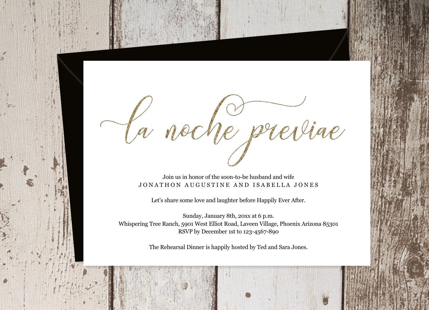 Digital PDF File 5x7 Rectangle Format Rebecca Rehearsal Dinner Invitations