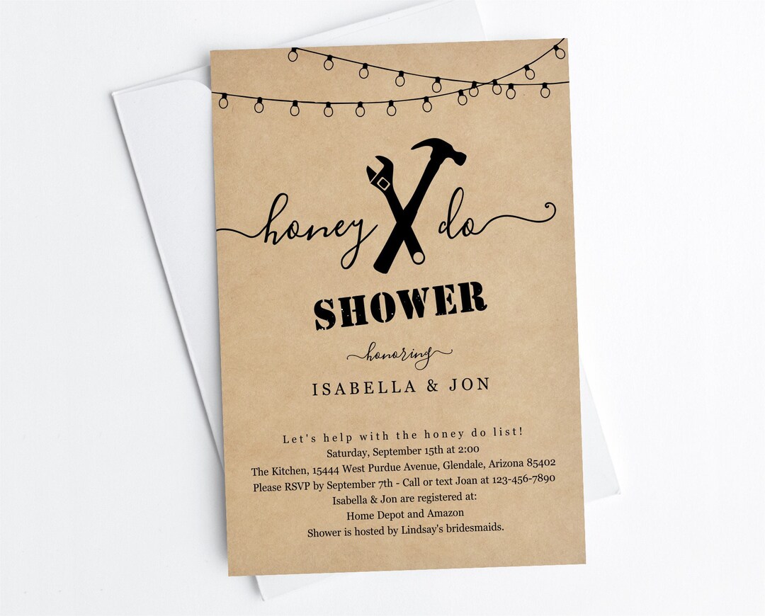Honey Do Couples' Shower Invitation Template, Printable Fun Tool