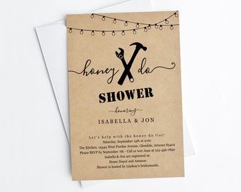 Honey Do Couples' Shower Invitation Template, Printable Fun Tool Wedding Groom Shower Invite Evite, Editable Instant Download Digital File