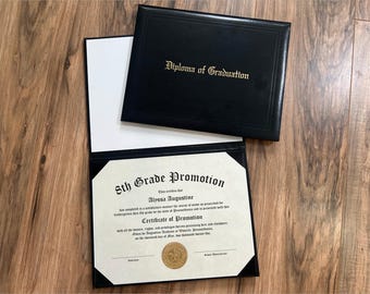 8th Grade Promotion Diploma with Gold Seal for Homeschool - purchase certificate individually, with folder, or with vegan leather cover