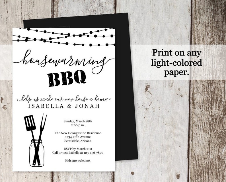 Housewarming BBQ Invitation Template Printable House Warming Etsy