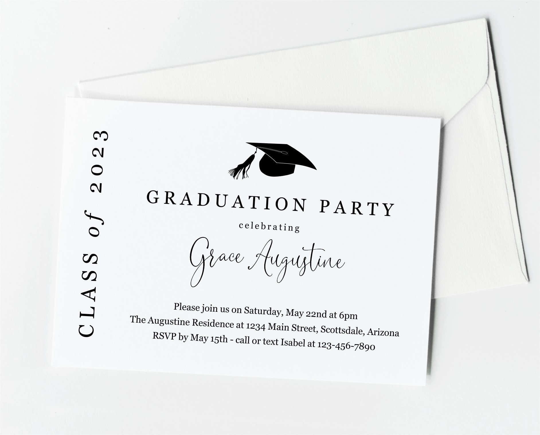 Graduation Party Invitation Insert Template, Printable 5x7 2023 Grad