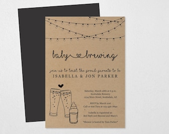 Baby Brewing Invitation Printable Template - Beer & Baby Bottle Baby Shower Invite Evite - Instant Download Editable PDF Digital File Mobile