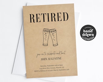 Beer Retirement Party Invitation Template, Printable Brewery Surprise Simple Man / Women Invite Evite Editable Instant Download Digital File