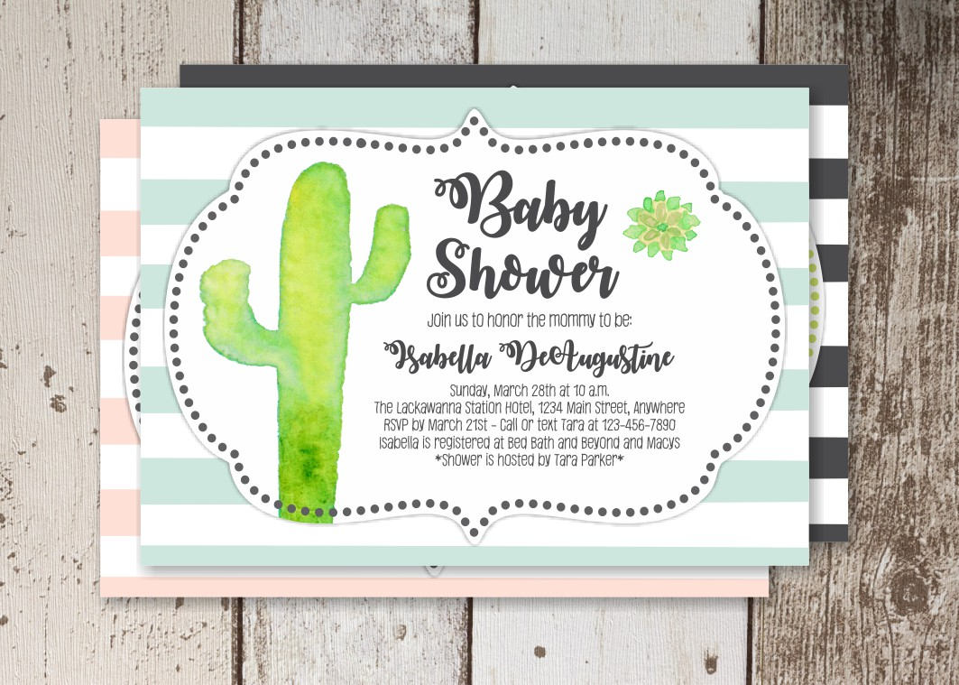 cactus baby shower invitations printable