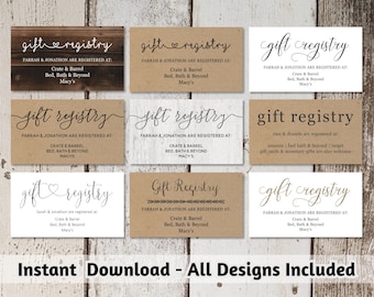 Printable Wedding Registry Card Template | Printable Rustic / Hearts / Boho Arrow on Kraft Paper | Editable DIY PDF Instant Download