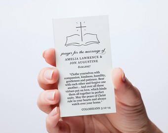 Plantilla de tarjeta de oración para bodas cristianas, recuerdo religioso con versículos bíblicos imprimibles (archivo digital)